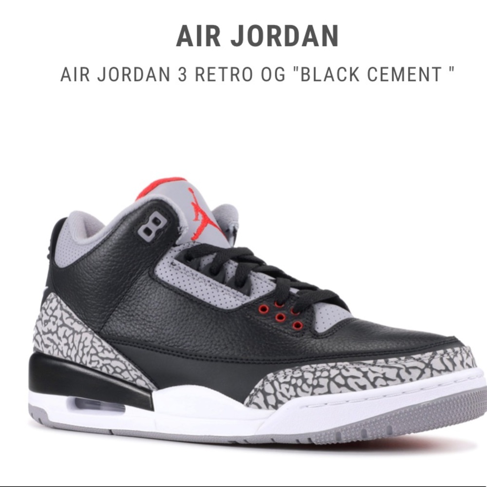 NEW AIR JORDAN 3 RETRO OG "BLACK CEMENT "